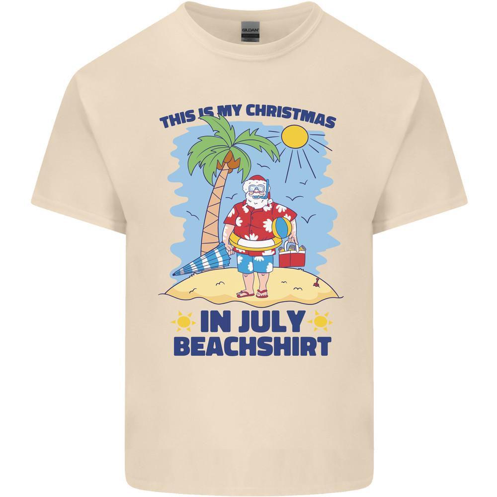 Christmas in July Summer Santa Clause Beach Mens Light Cotton T-Shirt Unisex T-Shirt XL