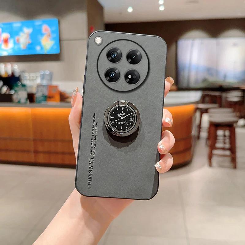 For OPPO Realme GT 7T Sheepskin Leather Magnetic Ring Stand Holder Case For OPPO Realme GT 7T Camera Lens Protection Phone Cover