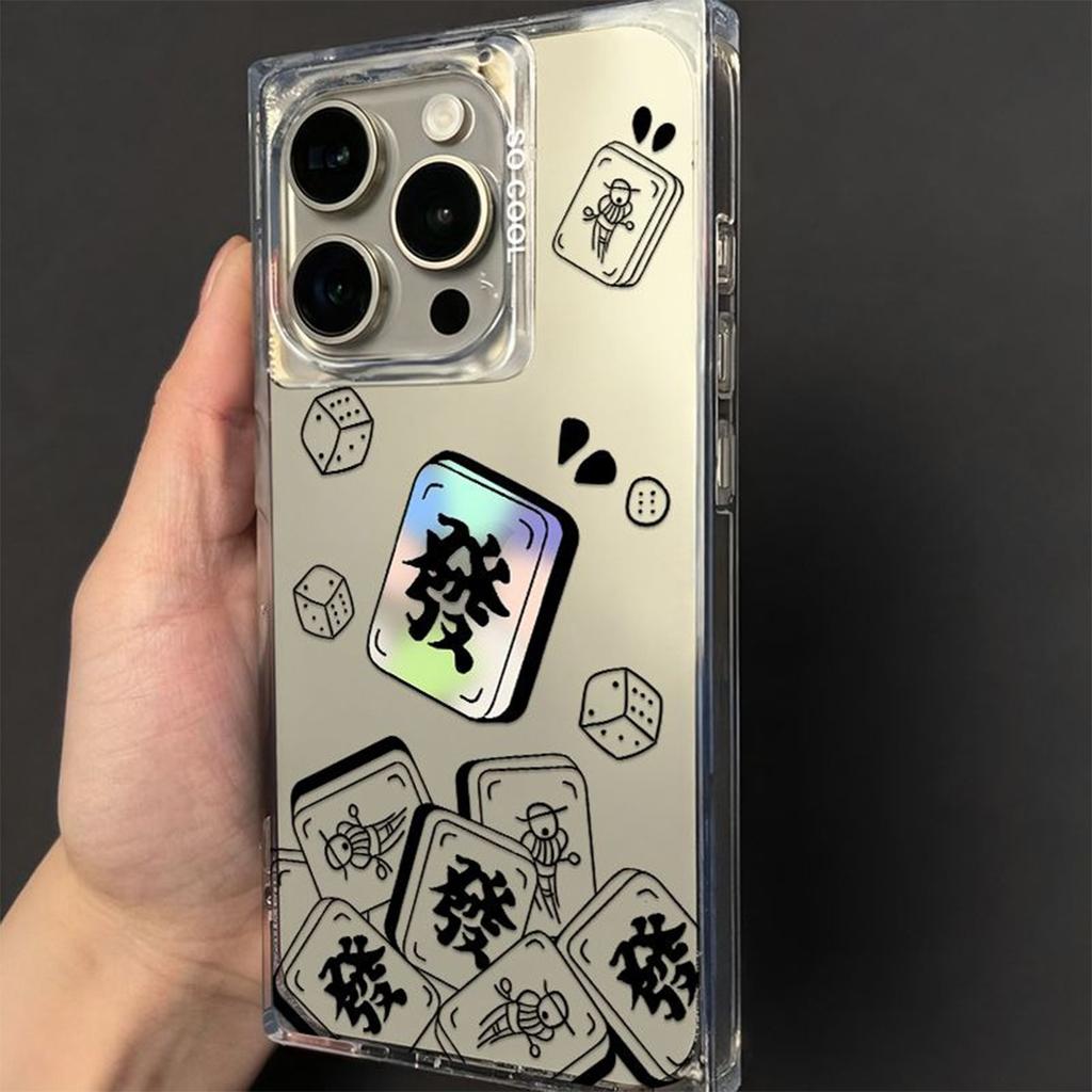 Transparent Anti-fall Case for Apple Ice Crystal Square Phone Case for Apple Phone Protective Case Cartoon Cute Fashion Simple Style