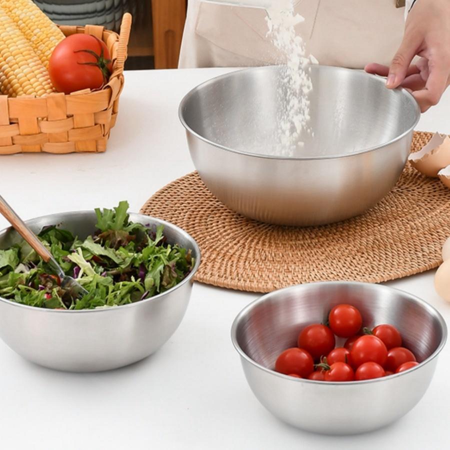 3pcs Stainless Steel Salad Bowl, Light Food Bowl, Cold Noodle Bowl, High Aesthetic Korean Style Rice Bowl, Soup Bowl