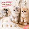 Cute Cartoon Kitten Pendant Cat Keychain Metal Clip Furry Texture Soft Realistic Kitten Shape Bag Charm Animal Keychain Gift