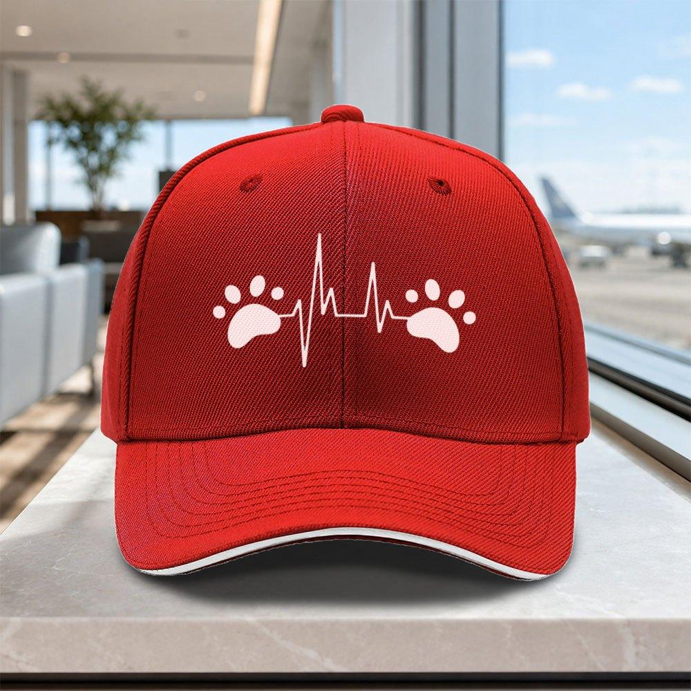 Adjustable Baseball Cap with Pet Heartbeat Pattern Lightweight Unisex Hat for Outdoor Weddings Parties