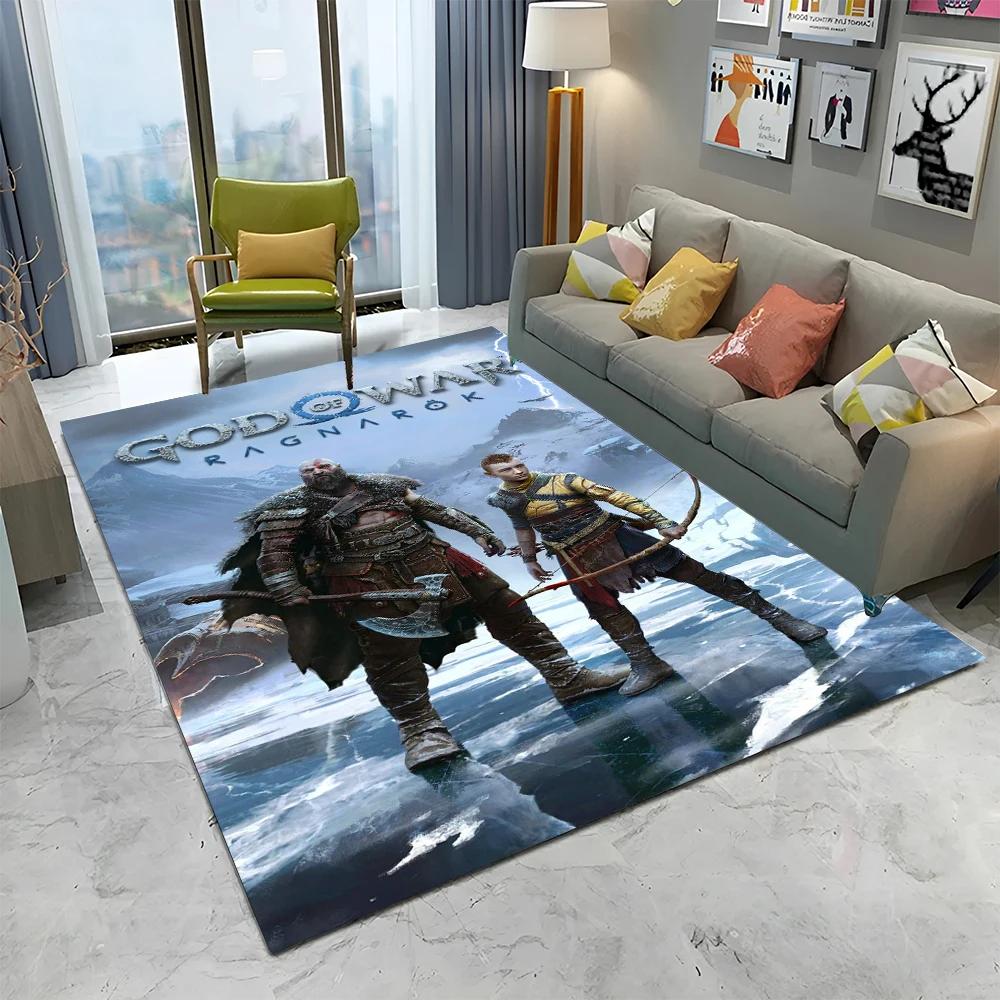 3D God of War Games Gamer Kratos HD Carpet Rug for Home Living Room Bedroom Sofa Doormat Decor,kids Area Rug Non-slip Floor Mat