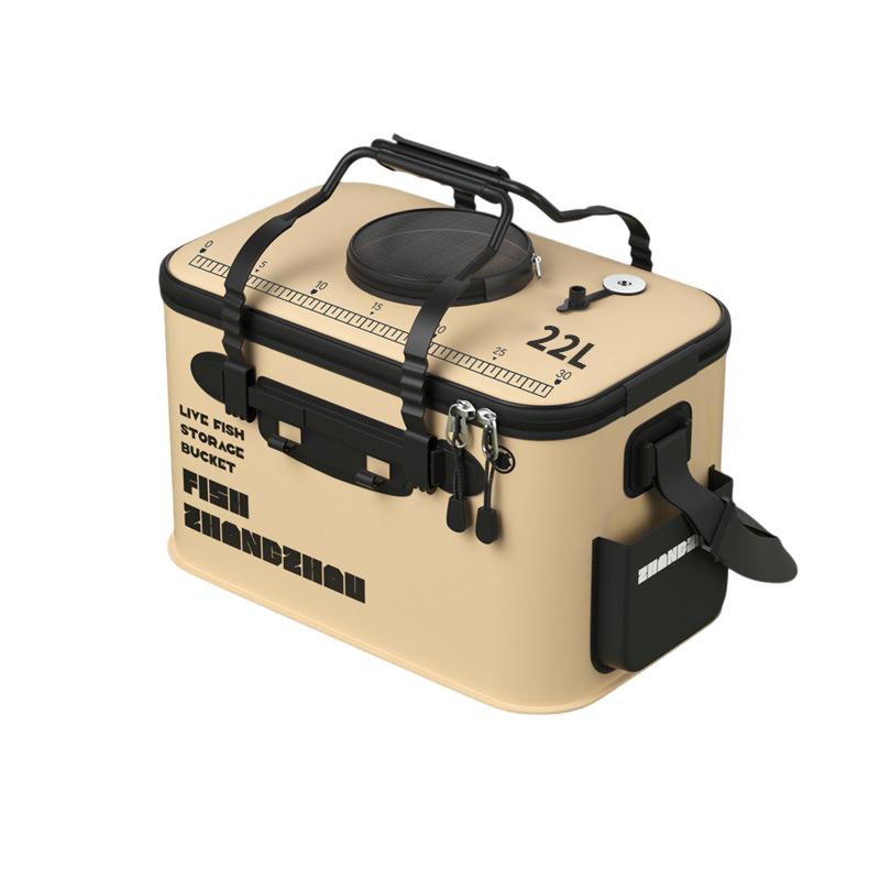 Складное рыболовное ведро-12л/22лрыболовное ведро,Многофункциональный портативный складной контейнер для живой рыбы,Ведро для защиты рыбы из ЭВА хаки