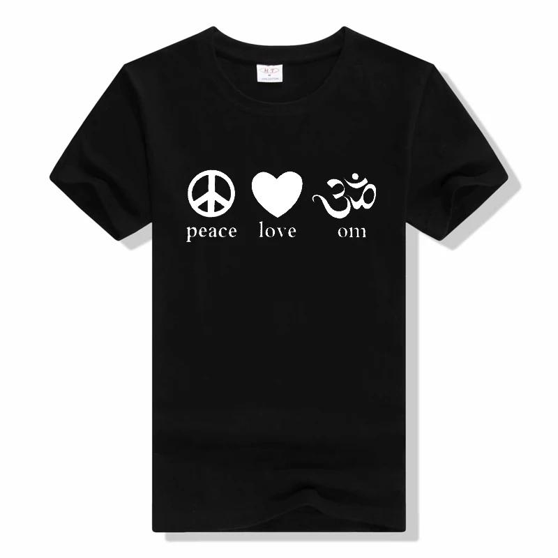 Peace Love Om letter print t shirt men women casual o-neck tees fashion summer tops short sleeve t shirt L