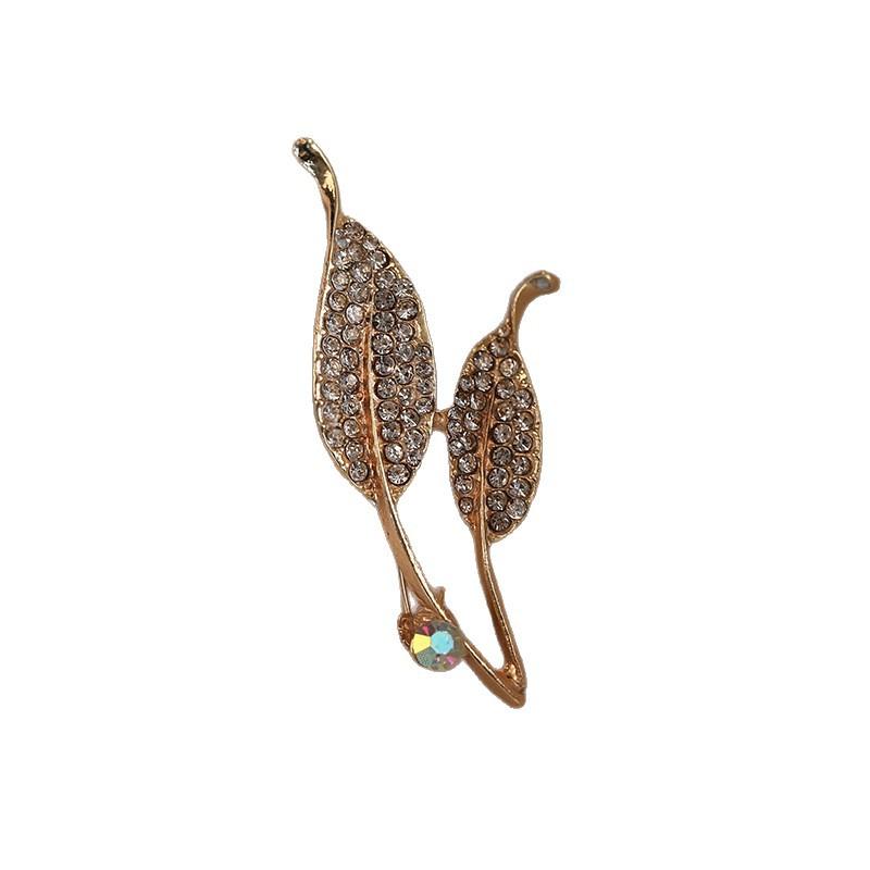 Elegant Leaf Brooch High-end Women's Versatile Diamond-encrusted Brooch High-end and Light Luxury Brooch Accessory