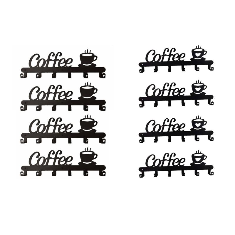 4pcs Space Saving Coffee Cup Storage Organizers Wall Mounted Coffee Cup Rack with Hook Easy To Use Cup Display Holder
