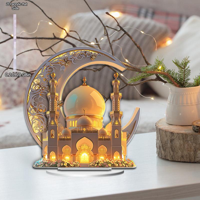 1pc Acrylic Crescent Castle Adorable Table Sign - 2D Flat Acrylic Desktop Ornament, Wall Decor Art, Four Seasons Decoration