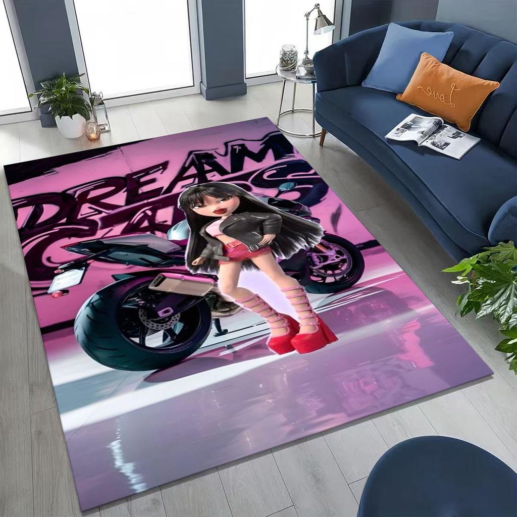 Fashion Girls Bratz Doll Cartoon Art Rug for Bedroom Living Room Sofa Home Doormat Decor,Large Kids Play Non-slip Floor Mat Gift