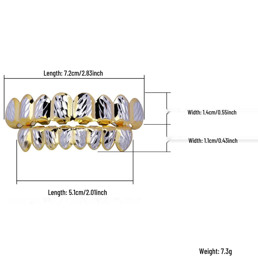 Two-Tone Floral Hip Hop Grillz: Gold 8-Teeth Jewelry