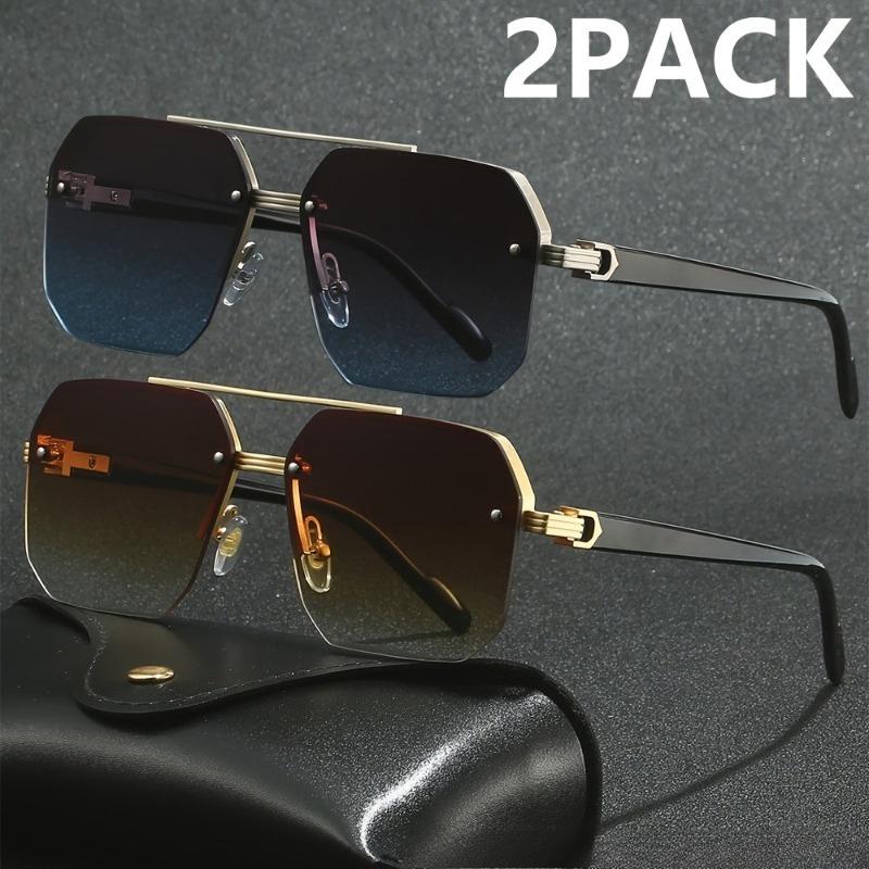 2pcs Half Frame Classic Trendy Fashion Glasses for Men and Women, Casual Fashion Sunglasses