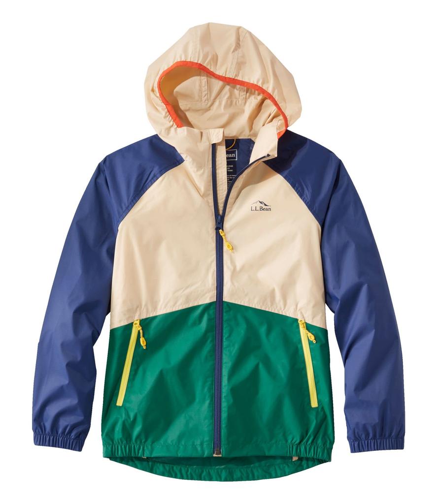 Kids Wind and Rain Big Vintage 1000171750 [LL Bean] Jacket, Kids, L, 14-16, Khaki/Emerald Spruce, Multicolor,