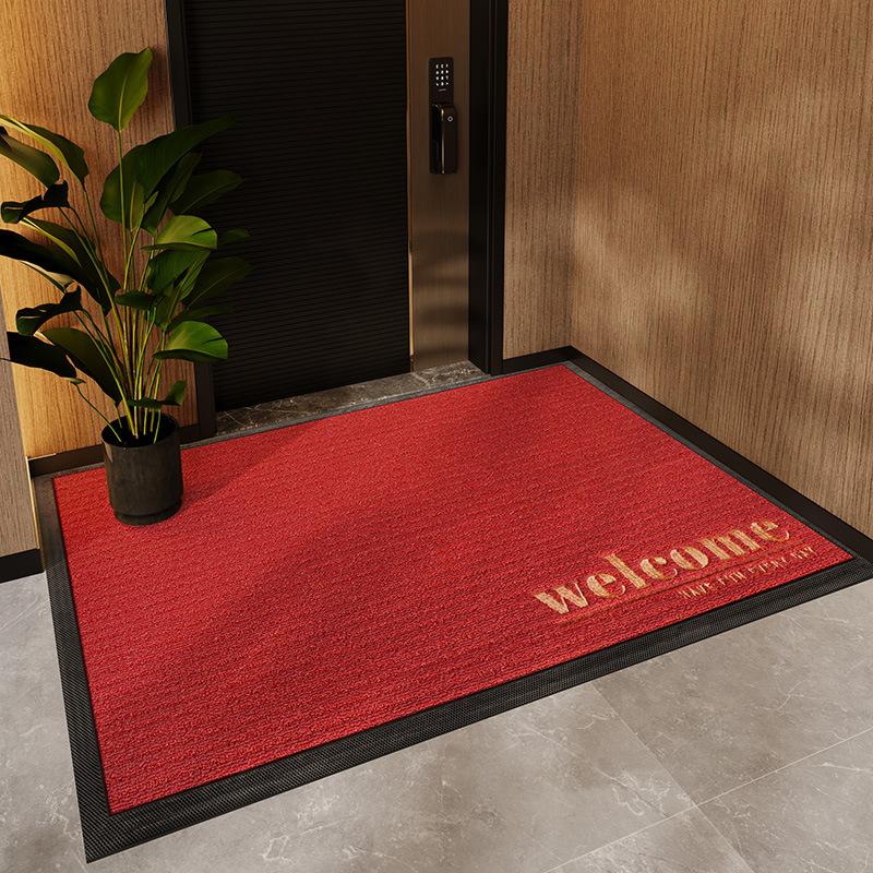 Big House with Red Entrance Door Mat Non-slip Wear Resistant Dirt Mat Scraping Sand Dust Suction Door Carpet