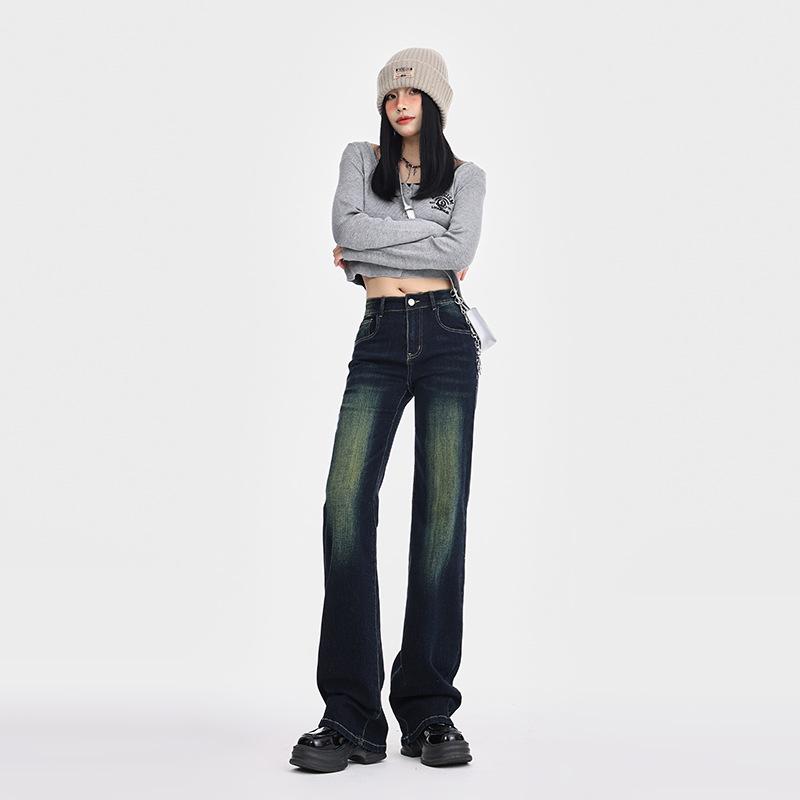 Women s High Waist Slimming Retro Blue Straight Leg Jeans - Spring 2026 Petite Cigarette Leg Pants Small