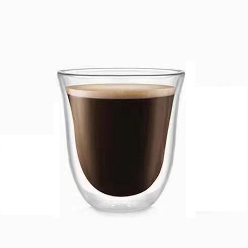 80-230ML dvouvrstvý skleněný hrnek s vysokou tepelnou izolací z borosilikátového skla, šálek kávy a čaje, snídaně, mléko, džus, pivo, průhledný hrnek