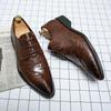 Fashion High Quality Low Heeled Lace Up Brown Chelsea Mens Boots Business Leather Men Designer 2025 Fashion Casual Pointed Cowboy Boots