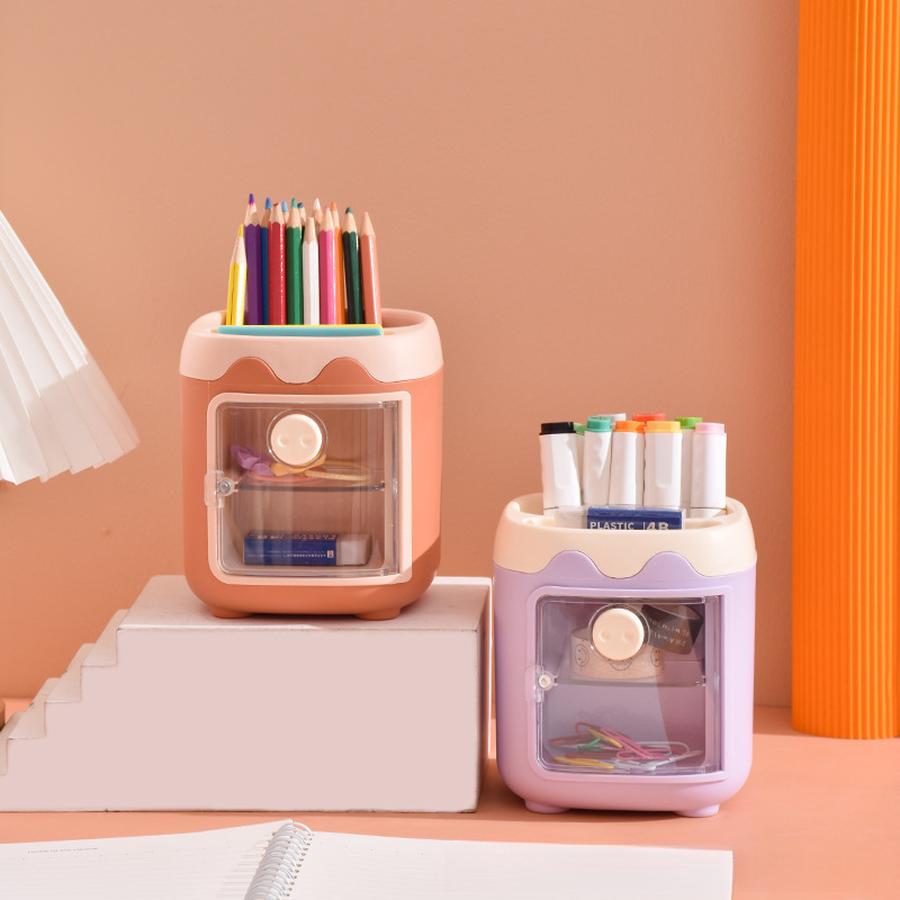 Small Pig Pen Holder Student Desk Organizer for Kids Cute Creative Pencil Bucket Decoration