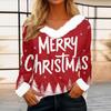 Women's Casual Fashion Long Sleeve Christmas Printed Flannel Collar Top