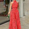 Women's Crew Neck Printed Jumpsuit Fashion Casual One Piece
