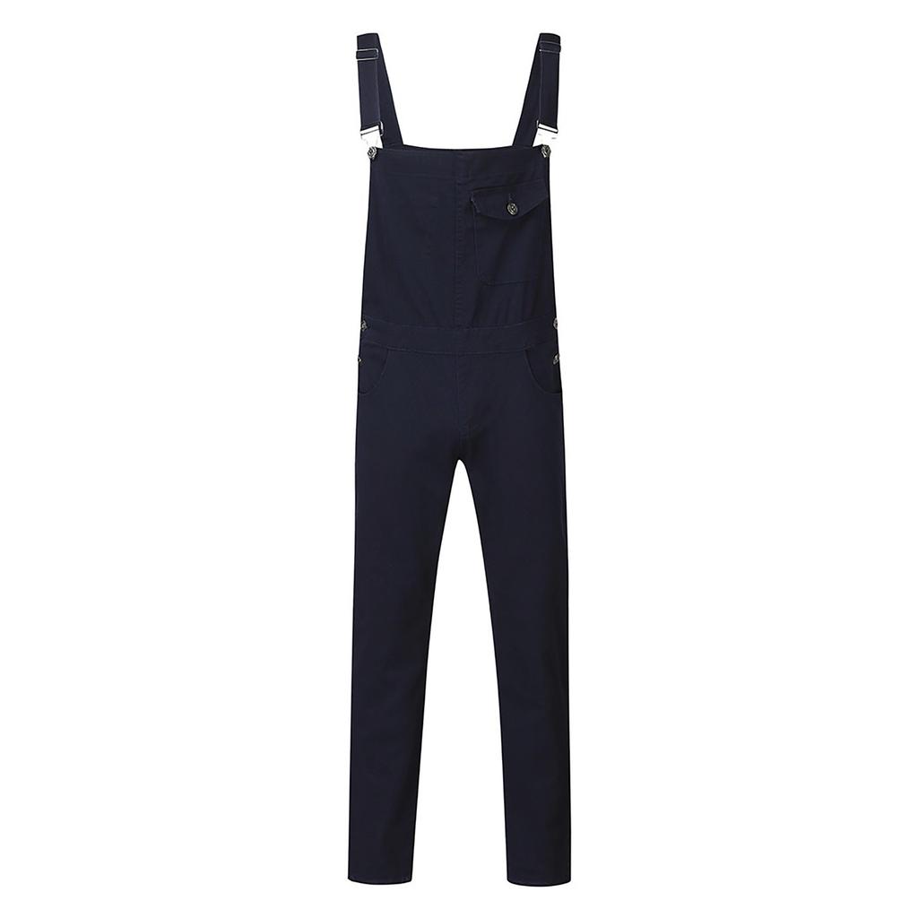 Mens Jeans Wash Overall Jumpsuit Streetwear Pocket Suspender Pants Trousers