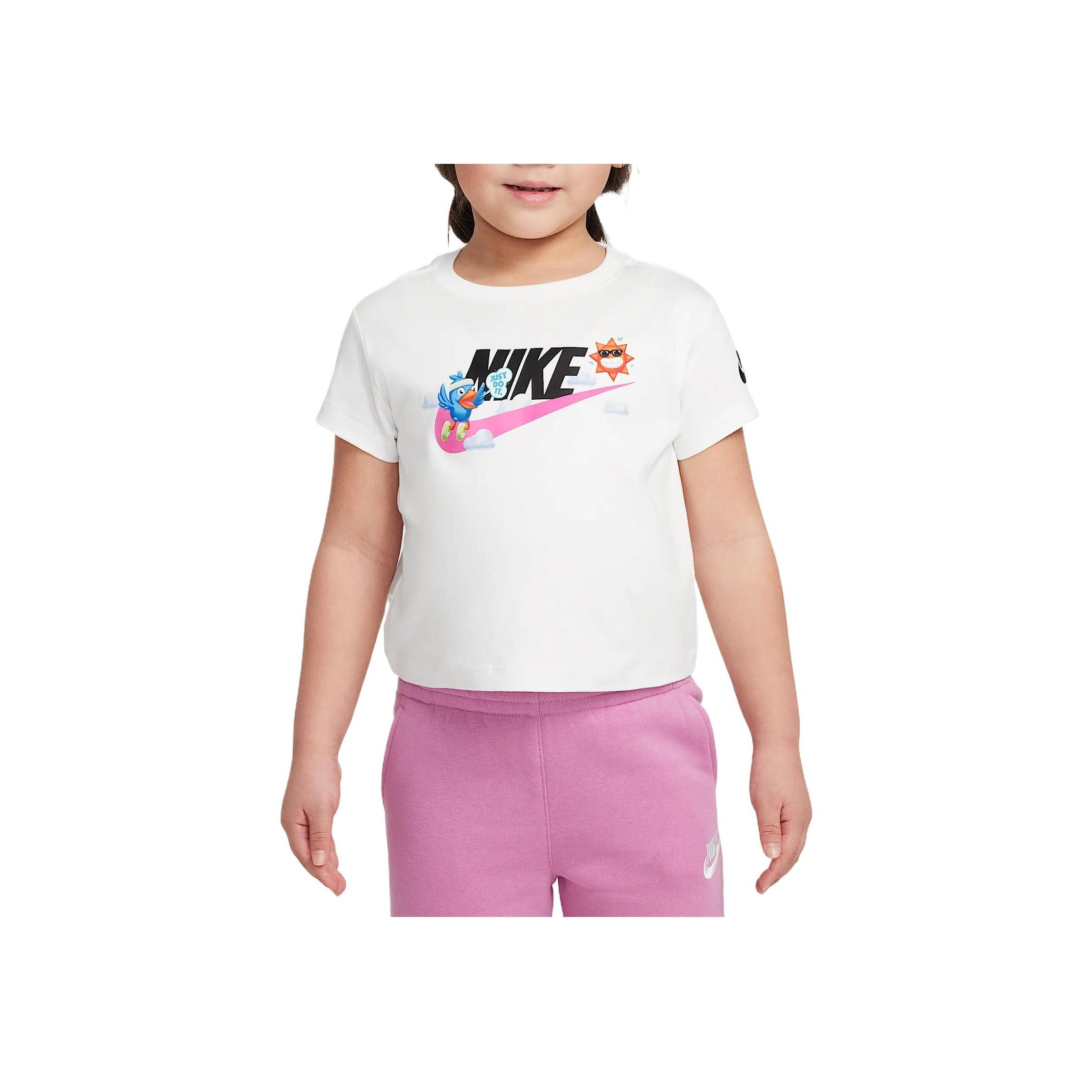 Nike Футболка Просто верь Кольцо Удобная Модная Трендовая Простая С коротким рукавом Детские топы Парусиново-белый II3058-133 6X