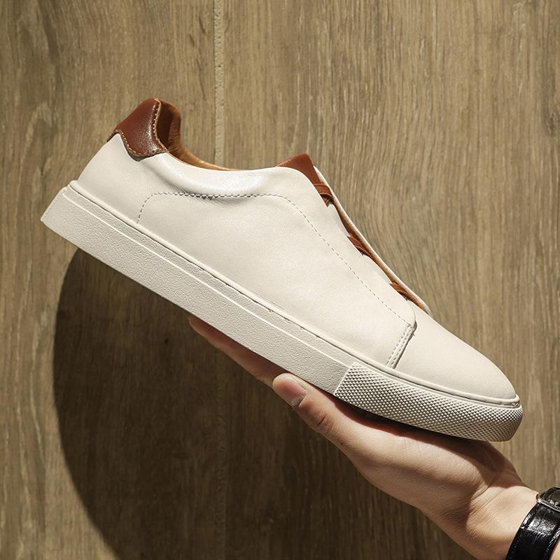 

2025 осень новые классические повседневные кожаные туфли корейская версия универсальные персонализированные мужские туфли модные кеды трендовые лоферы 38 белый