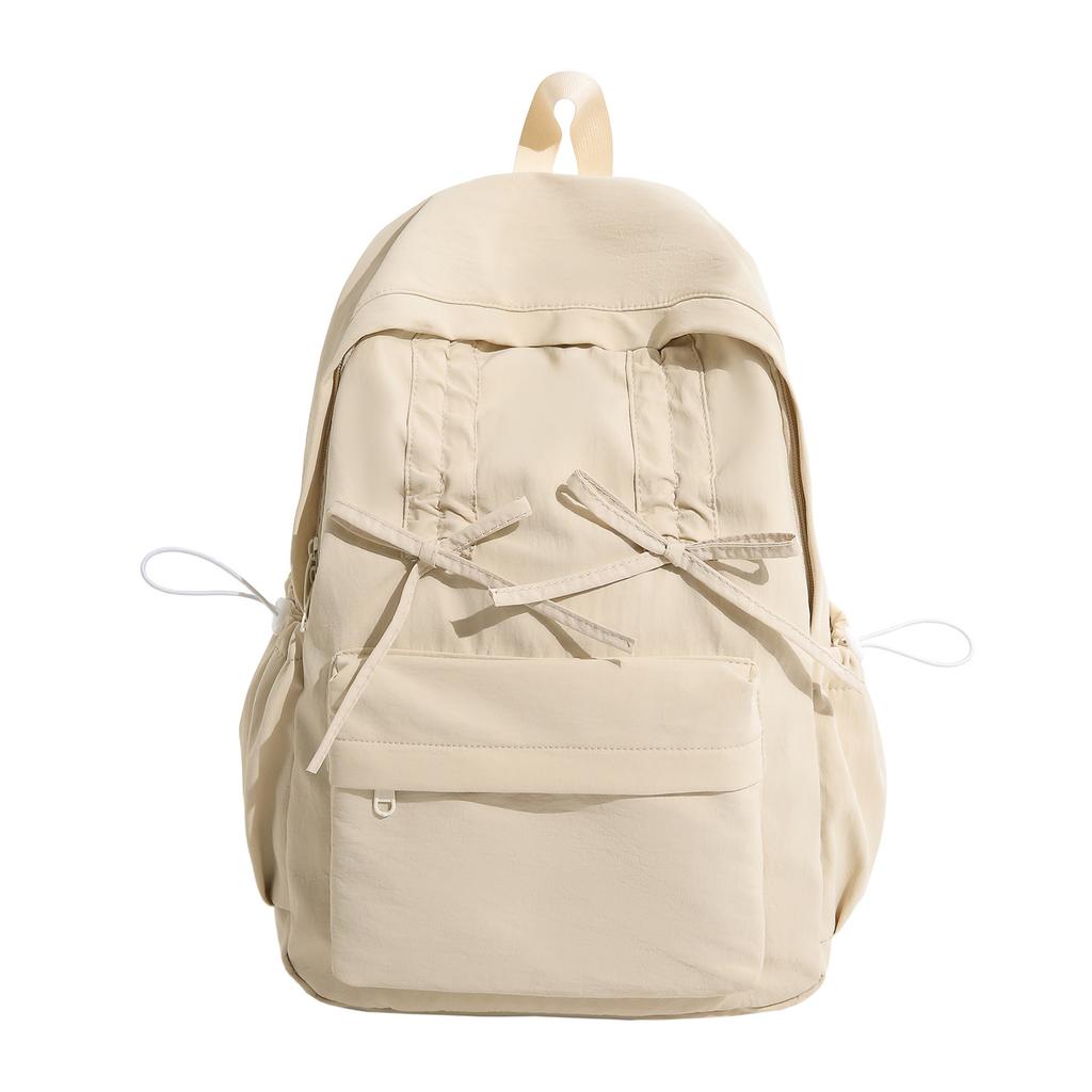 Schoolbag schoolbag female student college student pleated drawstring bow design sense going out backpack backpack female travel lightweight