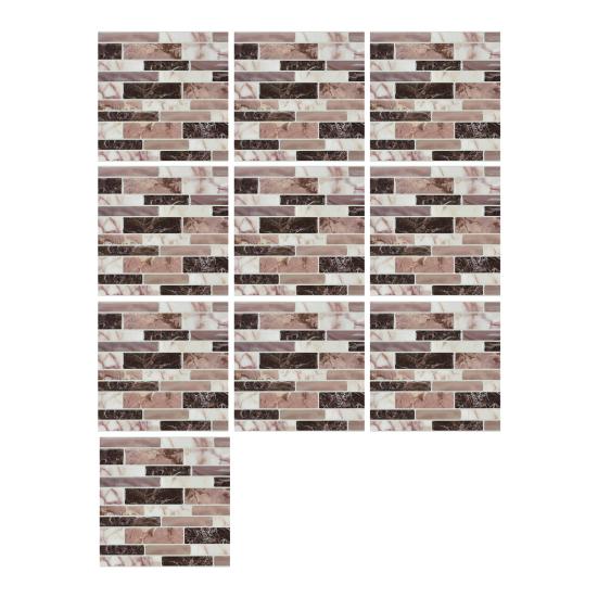 10 Sheets Marble Wall Tile Sticker Waterproof PVC Self-adhesive Decorative Decal Home Bathroom Kitchen Backsplash Peel-And-Stick Wall Sticker