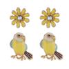 Retro European & American Style Flower and Bird Alloy Stud Earrings for Women