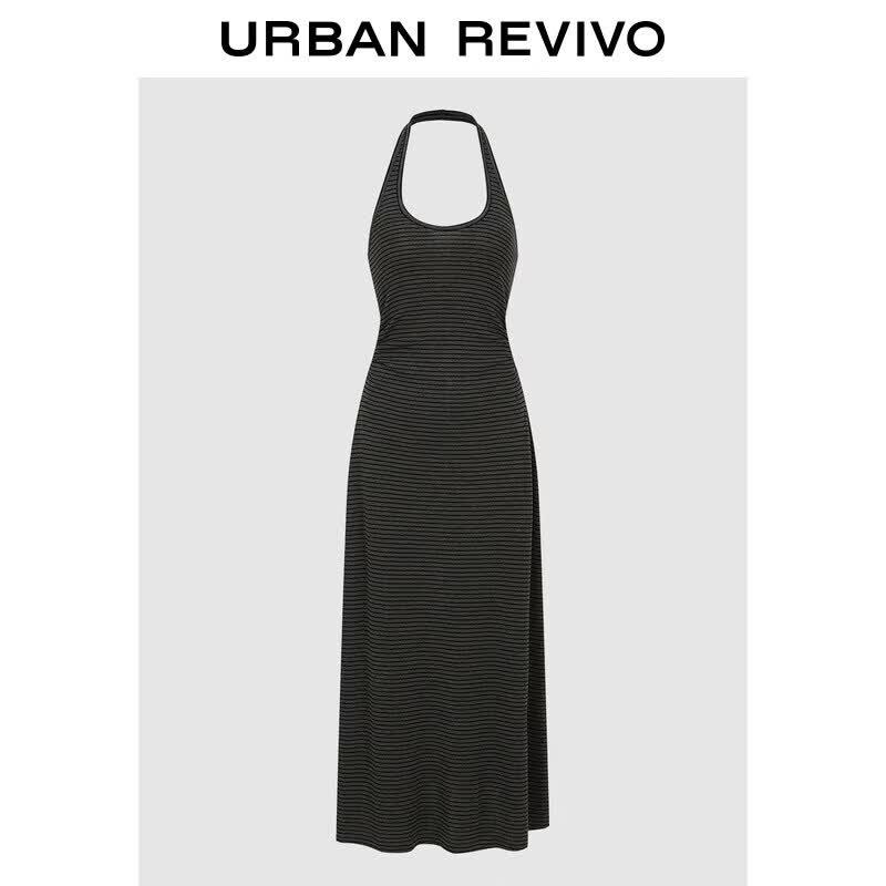 UR2026 Women s Striped Halter U-Neck Dress S
