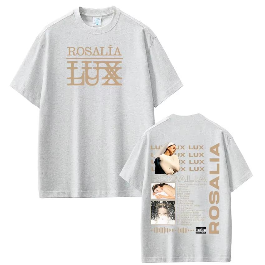 Singer ROSALÍA Lux Album 2026 Tour Tees Men Women Fashion T Shirt Shortsleeved top Aesthetic Trend Cotton Tshirts Streetwear
