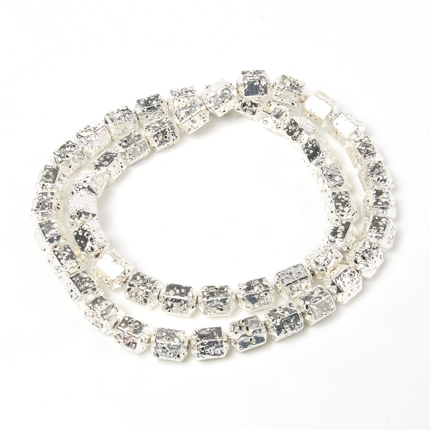 

Мода Diy Craft Золото Серебро Покрытие Натуральный Лавовый Камень Бусины Цилиндрические Бусины-разделители для Изготовления Ювелирных Изделий DIY Браслеты Ручной Работы 15 дюймов 8x7mm about46pcs