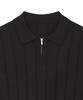 IRONYPORNO WHITELINE 86-Iro356 Micro Cable Half-Zip Collared Short Sleeve Knit Black