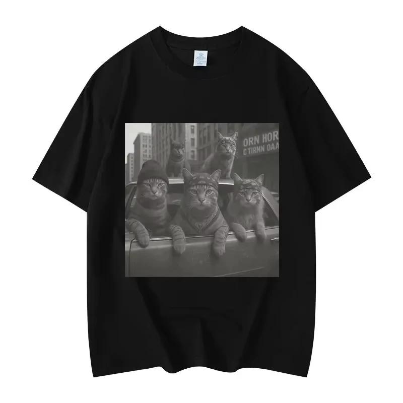 

Classic Funny Cat Gang Meme Graphic Print TShirt Unisex Women Street Hip Hop Short Sleeve High Quality Loose Cotton Oversized Tees S