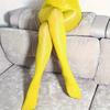 Plus Size Women'S Yellow Oil Slick Tights High Waisted Glossy Finish Pantyhose Leggings Elastic Sexy Sheer Tights Long Socks