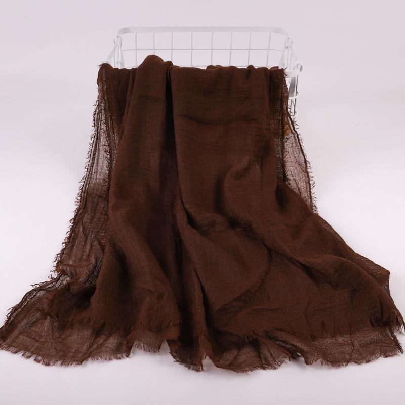 Ramadan Cotton Crinkle Headband Veil Scarves Women Solid Color  Head Wraps Long Scarves Turban Headband Muslim Fashion Headscarf