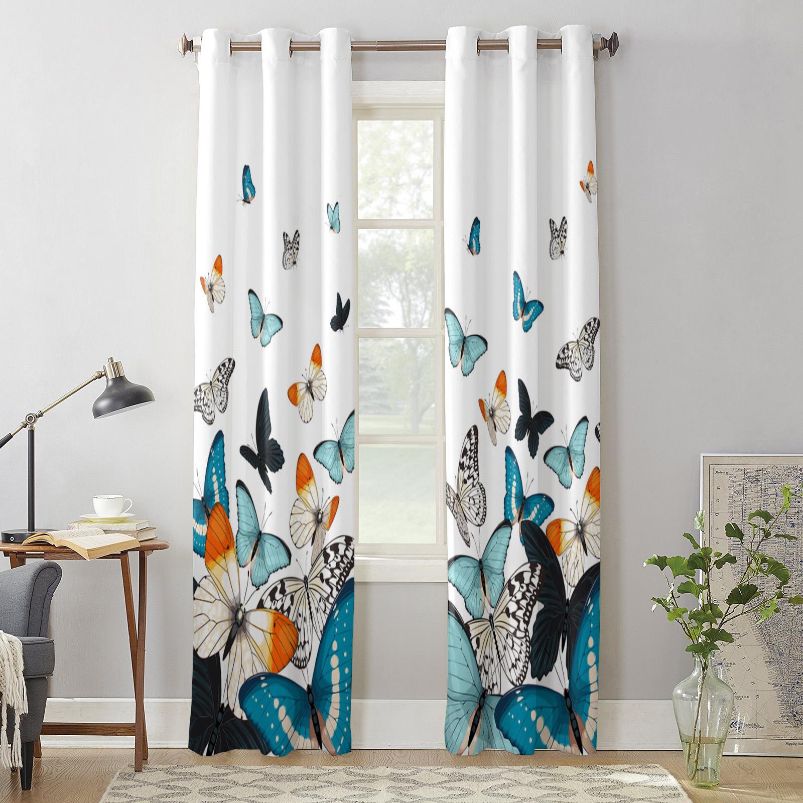 Пасторальные градиентные шторы с бабочками для спальни — фото 5