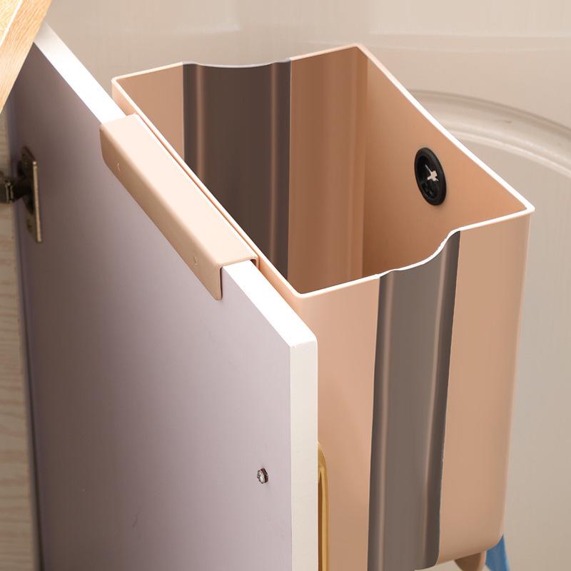 Wall-Mounted Foldable Kitchen Trash Bin: Punch-Free, Large Capacity Hanging Garbage Basket