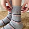 2 Pairs of Mid-calf Socks - Women's Fall/winter Imitation Cashmere Socks - Women's Striped Fashionable Embroidered Sausage Dog Pile Socks - Long Socks