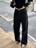 Lu Sheng Unisex Retro Washed Black Bootcut Jeans - Loose Fit, Wide Leg, Casual Pants