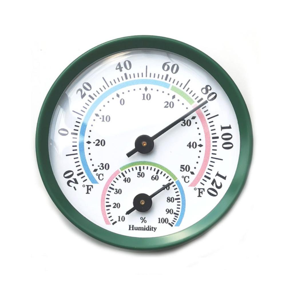 2 in 1 Thermometer Hygrometer Wall-mounted Aluminum Alloy Thermo-Hygrometer Auto Measure No Batteries Required