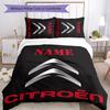 3pcs Custom Name Citroen logo Bedding Set Duvet Cover Closure Includes 1 Duvet Cover & 2 Pillowcases for All Seasons Bedroom Decor