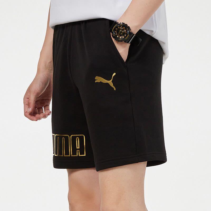 Puma Sportovní pletené šortky s potiskem zlatého loga Pánské spodní díly Černé 847590-51
