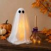Courtyard Lawn Halloween Ghost Decoration with Broom, Spooky Sequins Mesh White Ghost, Cute Indoor Outdoor Decor Adjustable Standing for Party, Home,