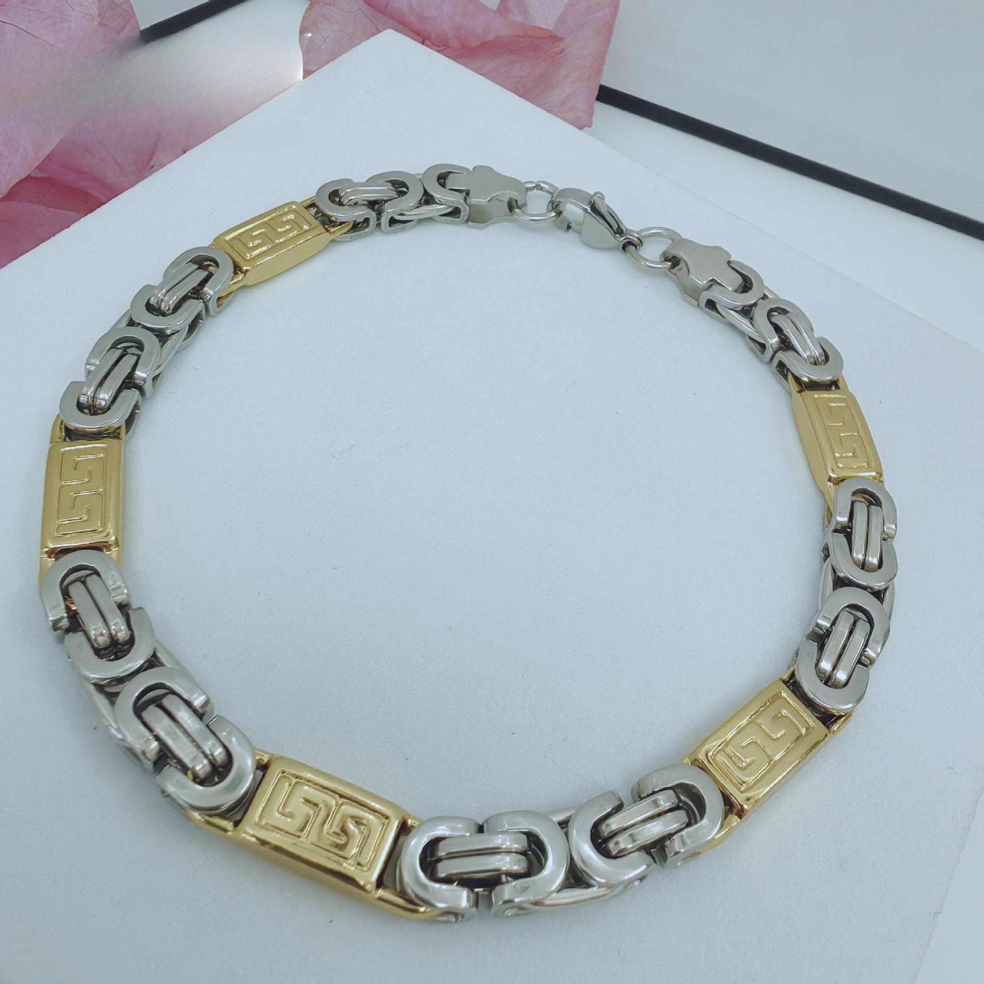 

2025 Ювелирные изделия Мужская мода Персонализированный браслет Петля Узор Великой Китайской стены Межцветный Ручная работа Плоская цепь 22cm