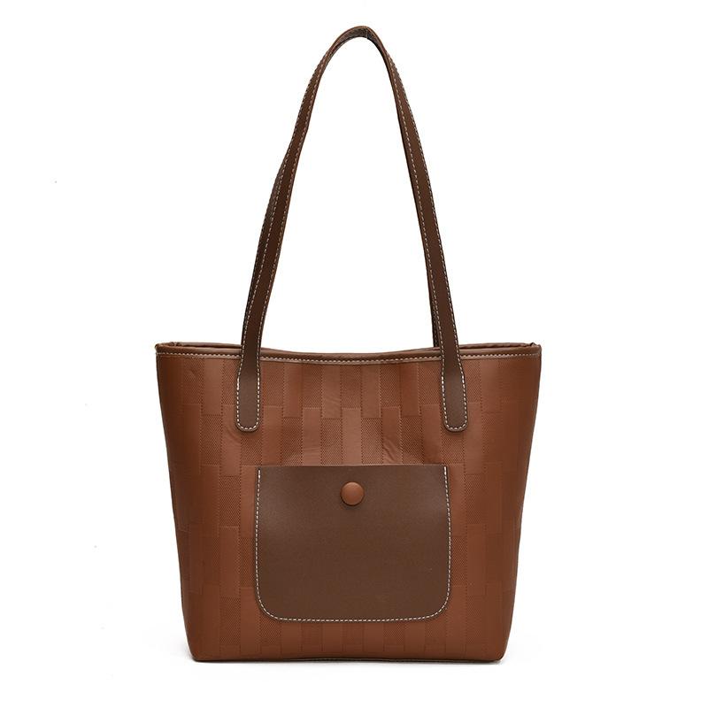 Splicing Large-Capacity Commuter Handbag, Winter Versatile Work High-Value Shoulder Tote Bag