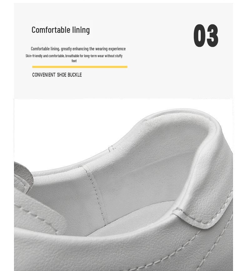 Men's Low-Top White Cowhide Sneakers - Versatile Casual Youth Style for Spring and Autumn