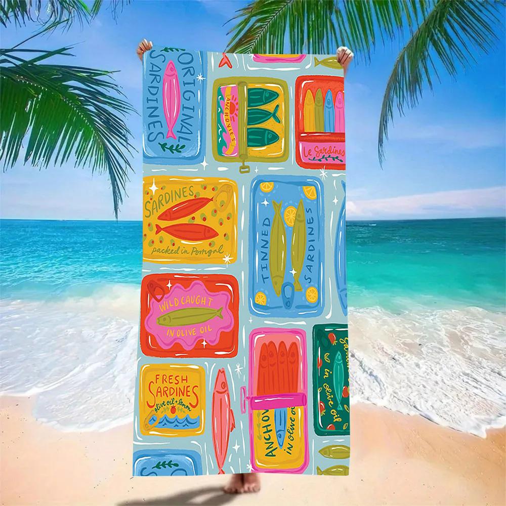 Mediterranean Collage Print Beach Towel Lightweight Quick Dry for Summer Beach Pool Camping Daily Leisure Use