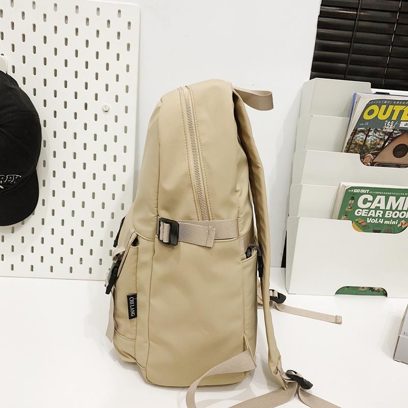 Solid Color Backpack Men's Nylon Waterproof Large Capacity Lightweight Travel Backpack Student School Bag