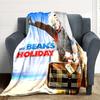 1pc Holiday Travel Bean Mr. Flannel Throw Blanket HD Printed Lightweight Soft Warm All Season Blanket for Sofa, Bed, Travel, Camping Machine Washable